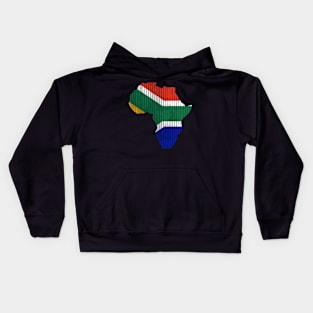 South Africa Flag in Shape of Africa Kids Hoodie